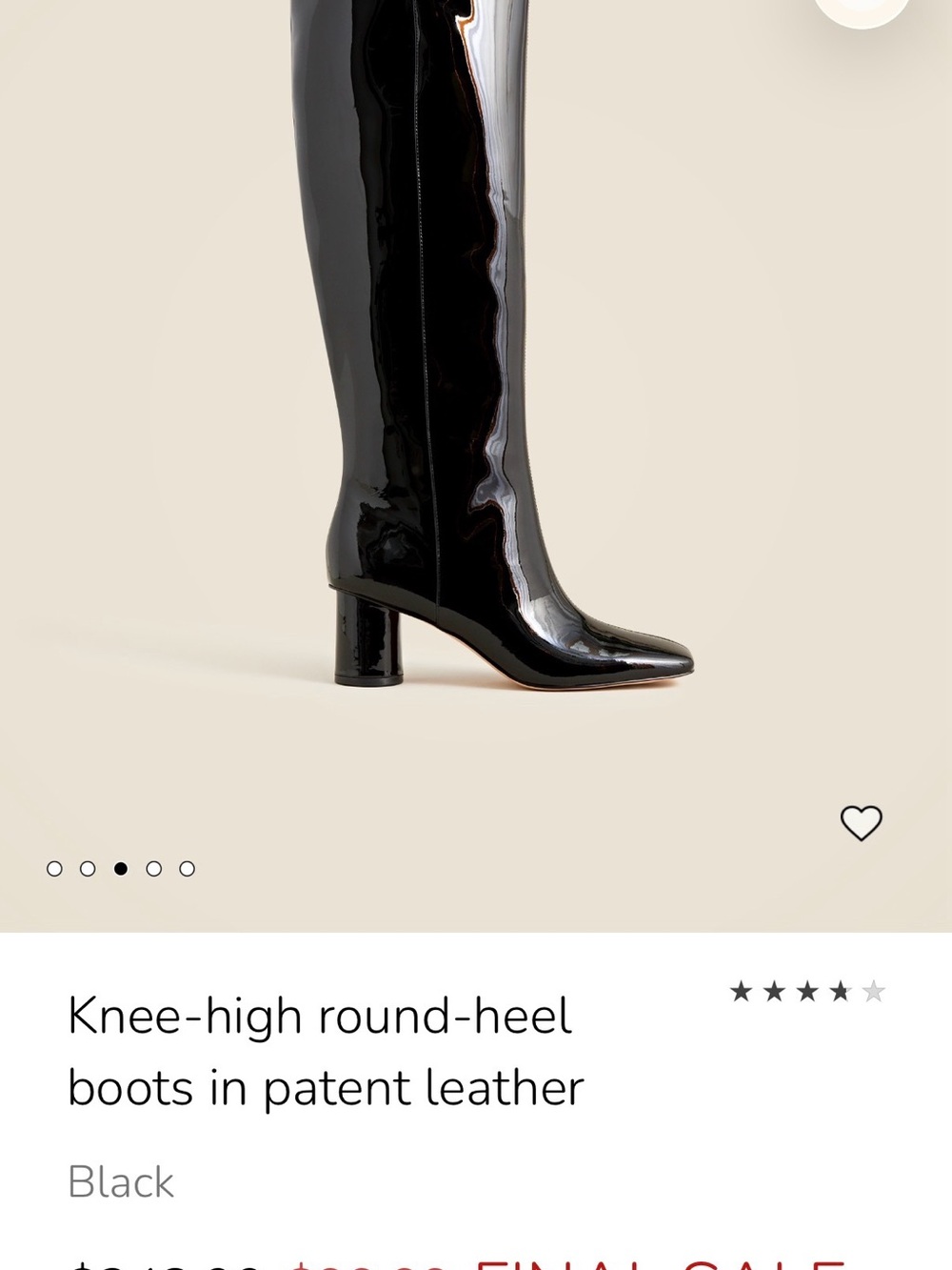 J. Crew Black Patent Knee High Round-Heel Boots